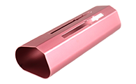 Red anodised aluminum tube with CNC hollow design close-up